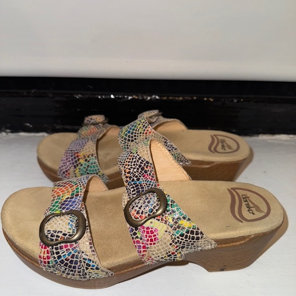 DANSKO Sophie Sandals Multicolor Mosaic Rainbow Women’s Size 37 - Picture 2 of 9